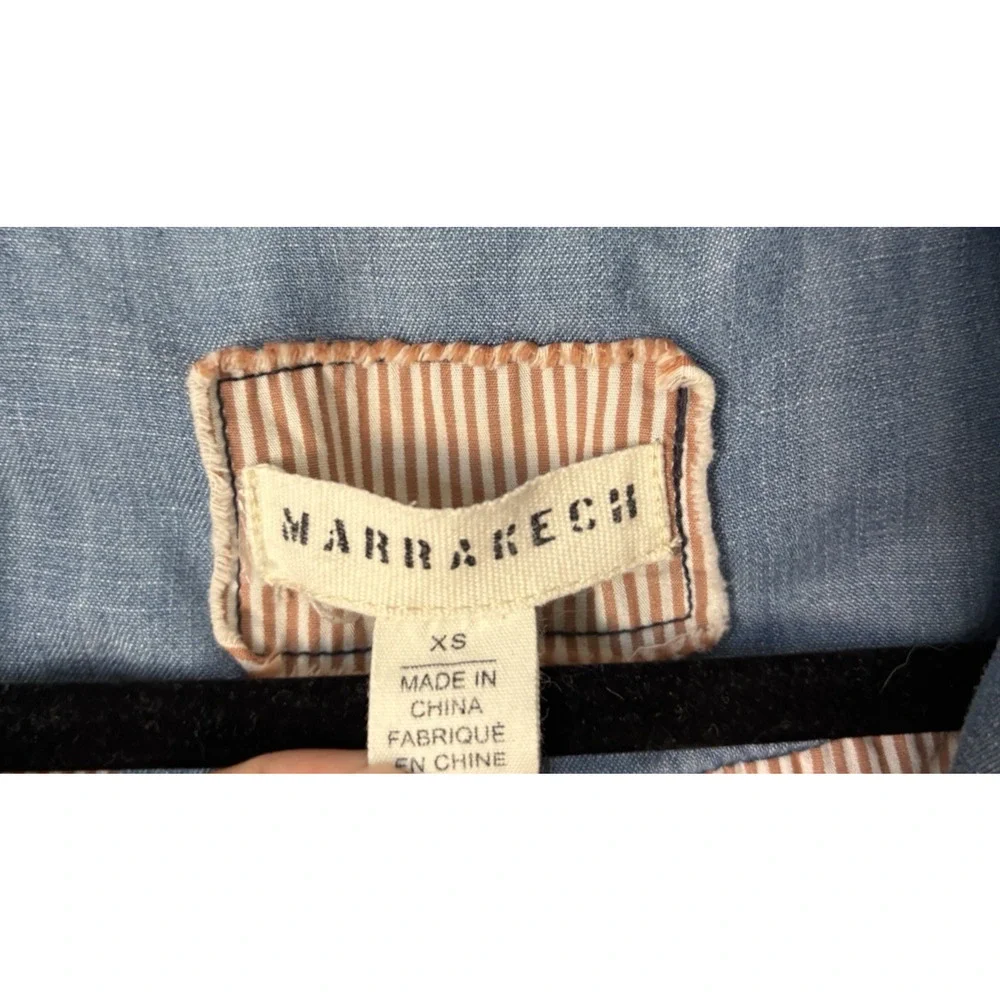 Anthropology Marrakech Denim Lyocell Utility Jacket XS Blue Jean Pockets Boho